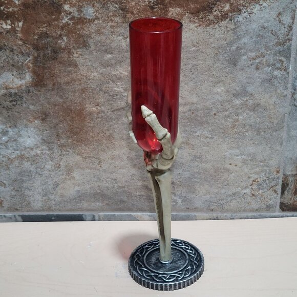Halloween Themed Champagne Flute Skeleton Hand Stem - Picture 3 of 10